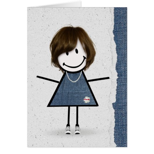 Cute Birthday Stick Girl met Sneakers (Voorkant)