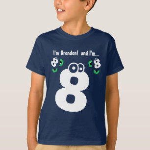 Cute Birthday T-shirt 8th Birthday Fun GREEN Numbe