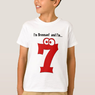 Cute Birthday T-shirt for 7 Year Old Fun Red Numbe