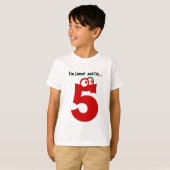 Cute Birthday T-shirt for Five Year Old Fun Red Nu (Voorkant volledig)