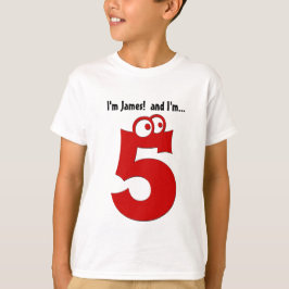 Cute Birthday T-shirt for Five Year Old Fun Red Nu