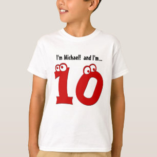 Cute Birthday T-shirt for Ten Year Old Fun Red Num