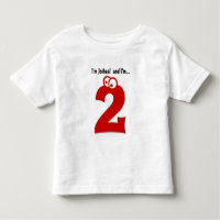Cute Birthday T-shirt voor 2 jaar oud Fun Red Numb