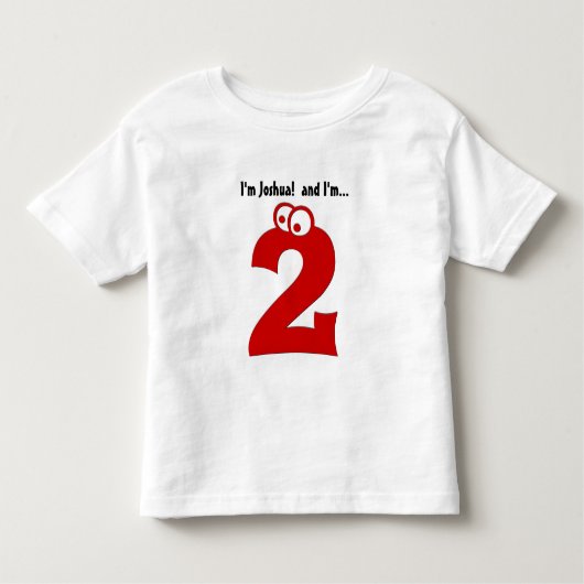 Cute Birthday T-shirt voor 2 jaar oud Fun Red Numb (Voorkant)