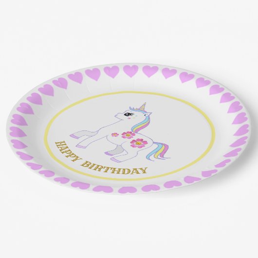 Cute Birthday Unicorn Papieren Bordje (Gekanteld)