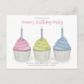 Cute Birthday Waterverf Cupcakes Whimsical Briefkaart (Voorkant)