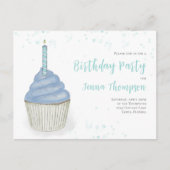 Cute Birthday Whimsical Blue Cupcake QR Code Briefkaart (Voorkant)