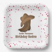 Cute Birthday Whimsical Cowboy Rodeo Simple Papieren Bordje (Voorkant)