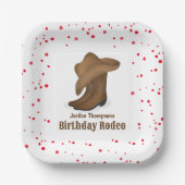 Cute Birthday Whimsical Cowboy Rodeo Simple Papieren Bordje (Voorkant)