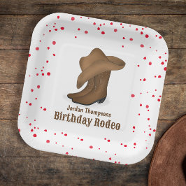 Cute Birthday Whimsical Cowboy Rodeo Simple Papieren Bordje