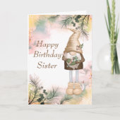Cute Birthday Zister Lucky Gnome Kaart (Voorkant)