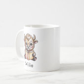 Cute Bison Reading a Book Custom Koffiemok (Voorkant links)