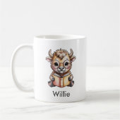 Cute Bison Reading a Book Custom Koffiemok (Links)