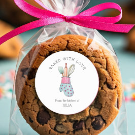 Cute "Bked with love" Klassic Round Sticker