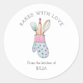 Cute "Bked with love" Klassic Round Sticker (Voorkant)