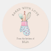 Cute "Bked with love" Ronde Sticker (Voorkant)