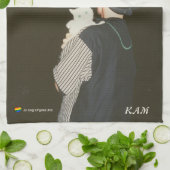 Cute Black achtergrond Foto Cat Dog Theedoek (Gevouwen)