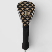 Cute Black and Gold Queen Bee Monogram Golfheadcover (Voorkant)