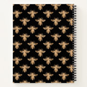 Cute Black and Gold Queen Bee Monogram Notitieboek (Achterkant)