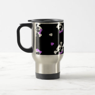 Cute Black and Paars Skull and Heart Print Reisbeker