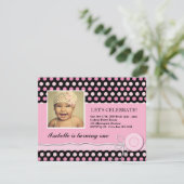 Cute Black and Pink Birthday Party Invitation Kaart (Staand voorkant)