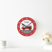 Cute Black and Red Fire Truck, speciaal gepersonal Ronde Klok (Huis)