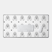 Cute Black and White Basset Hound Pattern Bureaumat (Keyboard & Muis)