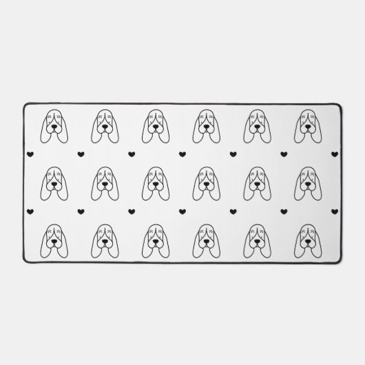 Cute Black and White Basset Hound Pattern Bureaumat (Voorkant)