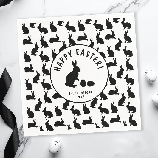 Cute Black And White Bunnies Modern Easter Servet