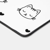 Cute Black and White Cat and Heart Pattern Bureaumat (Hoek)