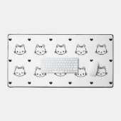 Cute Black and White Cat and Heart Pattern Bureaumat (Keyboard & Muis)