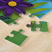 Cute Black and White Cat, Flowers and Butterflies Legpuzzel (Zijkant)