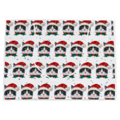 Cute Black and White Cat With Santa Hat Christmas Groot Cadeauzakje (Voorkant)