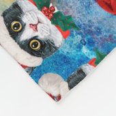 Cute Black and White Christmas Cat Faces Pattern Fleece Deken (Hoek)