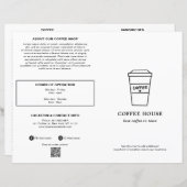 Cute Black and White Coffee Cup Coffee Shop Menu (Voorkant / Achterkant)