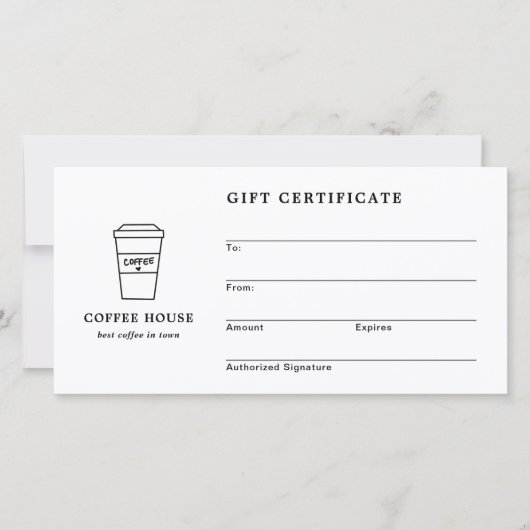 Cute Black and White Coffee Shop Gift Certificate (Voorkant)
