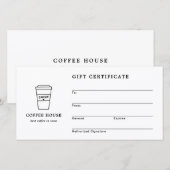 Cute Black and White Coffee Shop Gift Certificate (Voorkant / Achterkant)