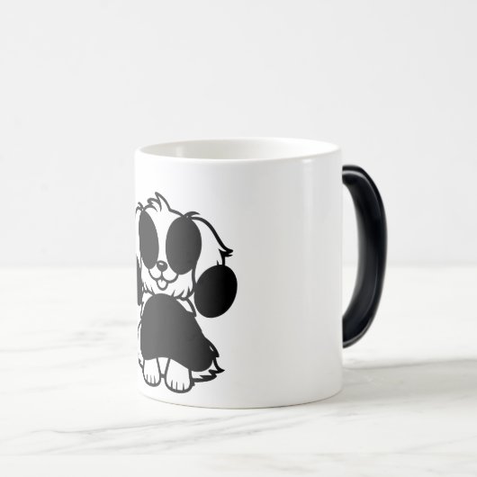 Cute Black and White Dog Mug Magische Mok (Voorkant rechts)