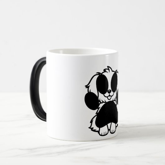 Cute Black and White Dog Mug Magische Mok (Voorkant links)