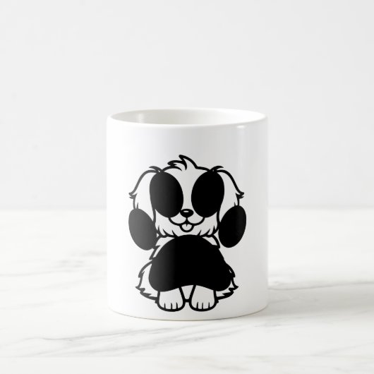 Cute Black and White Dog Mug Magische Mok (Center)