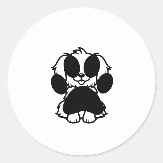 Cute Black and White Dog Sticker (Voorkant)
