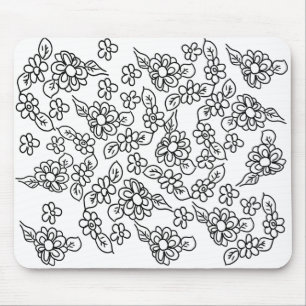 Cute black and white floral Patroon Muismat