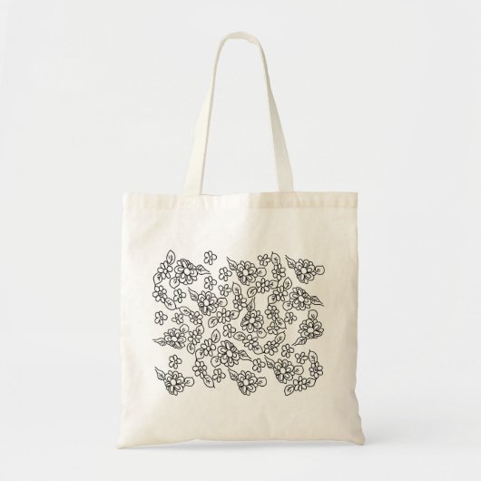 Cute black and white floral Patroon Tote Bag (Voorkant)