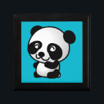 Cute black and white happy panda beer cadeaudoosje<br><div class="desc">Een schattige en schattige illustratie van een zwart-wit panda-beer dat op zijn kop zit en er gelukkig,  vriendelijk en liefdevol uitziet. De blauwe achtergrond van Turquoise.</div>