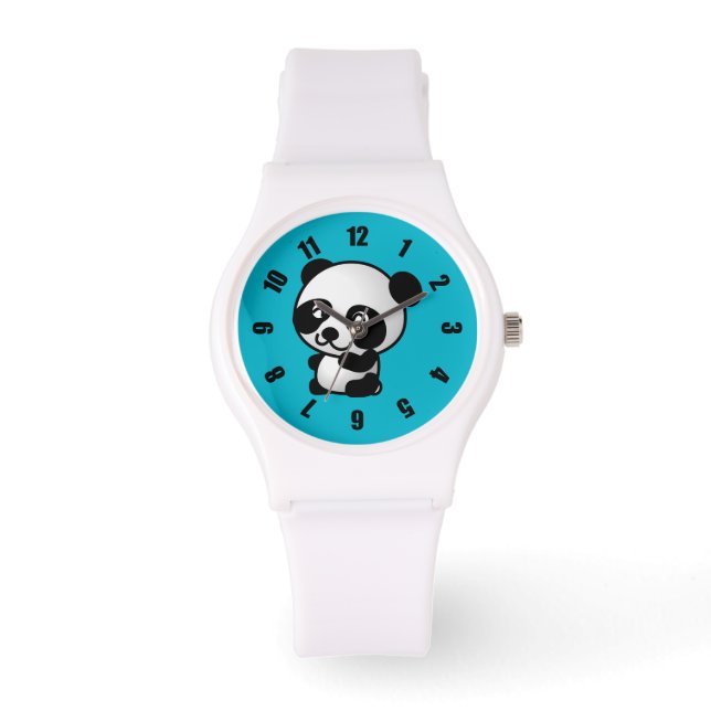 Cute black and white happy panda beer horloge (Voorkant)