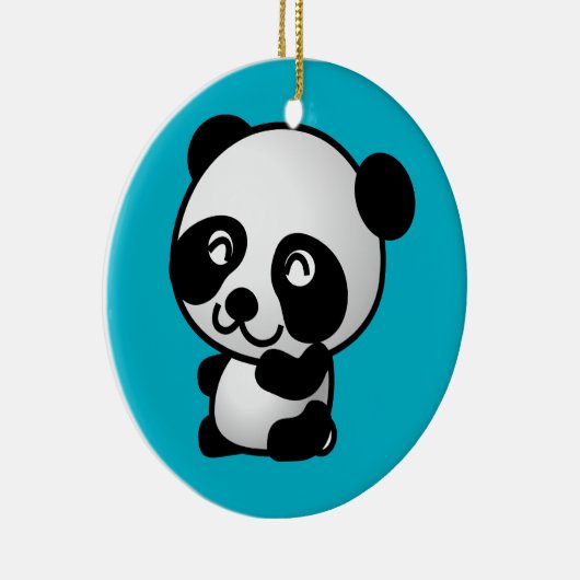 Cute black and white happy panda beer keramisch ornament (Rechts)