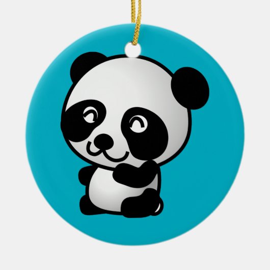 Cute black and white happy panda beer keramisch ornament (Voorkant)