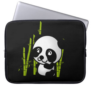 Cute black and white happy panda beer laptop sleeve