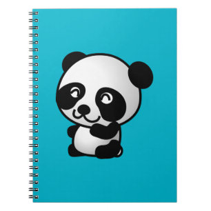 Cute black and white happy panda beer notitieboek