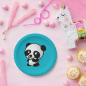 Cute black and white happy panda beer papieren bordje (Feest)